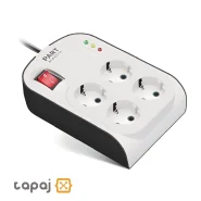 خرید محافظ 4 خانه ارت دار با کلید و کابل 5 متر آنالوگ پارت الکتریک کد 8793