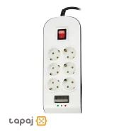 قیمت محافظ 6 خانه ارت دار با کلید و کابل 5 متر پارت الکتریک