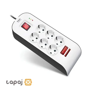 خرید محافظ 6 خانه ارت دار با کلید و کابل 5 متر پارت الکتریک کد 8796