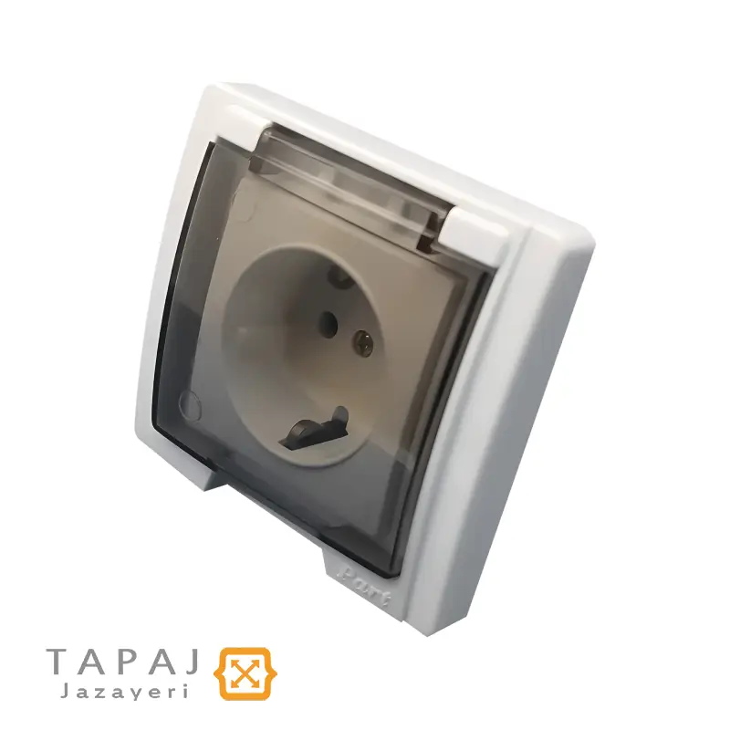 پریز ارت دار بارانی توکار با مغزی پلی آمید پارت الکتریک کد 7241 2 خرید و قیمت پریز ارت دار بارانی توکار با مغزی پلی آمید پارت الکتریک مدل آذین کد 7241