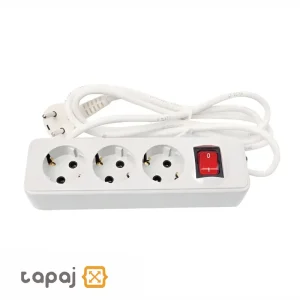 خرید پریز سیار 3 خانه ارت دار با کلید و کابل 3 متر پارت الکتریک مدل شهاب کد 1015