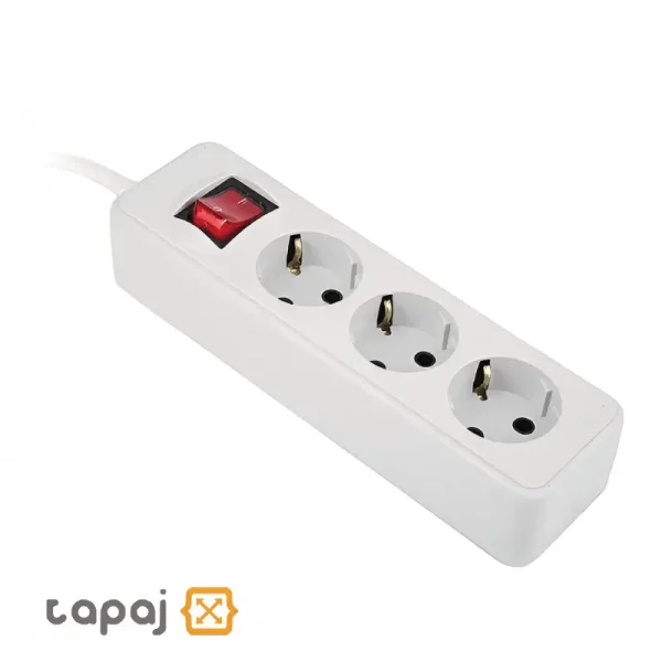 فروش پریز سیار 3 خانه ارت دار با کلید و کابل 3 متر پارت الکتریک مدل شهاب کد 1015