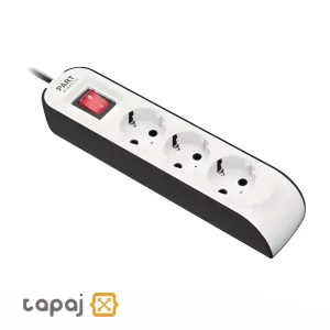 چند راهی 3 خانه ارت دار با کلید و کابل 3 متر پارت الکتریک کد 8761