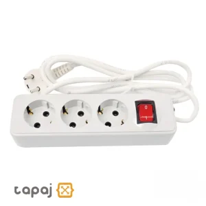 قیمت پریز سیار 3 خانه ارت دار با کلید و کابل 5 متر پارت الکتریک مدل شهاب