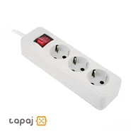 خرید پریز سیار 3 خانه ارت دار با کلید و کابل 5 متر پارت الکتریک مدل شهاب کد 676