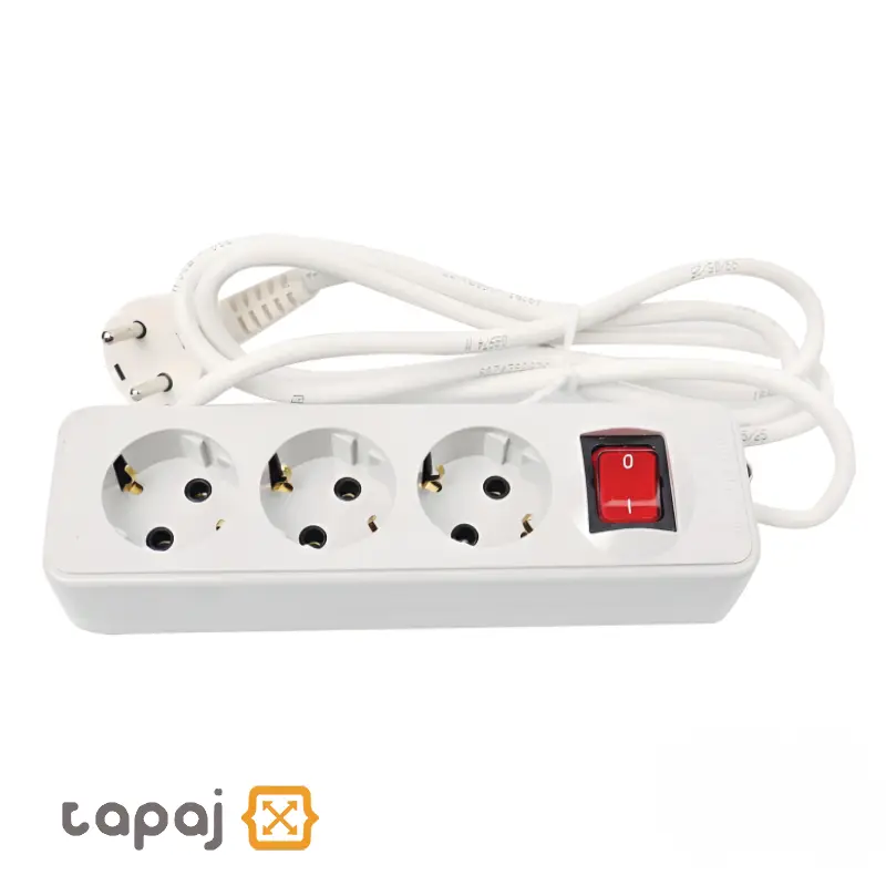 پریز سیار 3 خانه ارت دار با کلید و کابل 5 متر پارت الکتریک مدل شهاب 2 قیمت پریز سیار 3 خانه ارت دار با کلید و کابل 5 متر پارت الکتریک مدل شهاب