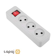 خرید پریز سیار 3 خانه بدون ارت با کلید و کابل 5 متر پارت الکتریک مدل شهاب کد 789