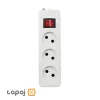فروش پریز سیار 3 خانه بدون ارت با کلید و کابل 5 متر پارت الکتریک مدل شهاب کد 789
