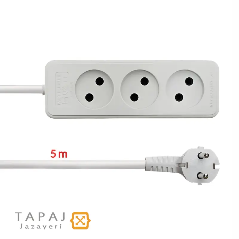 پریز سیار 3 خانه بدون ارت و بدون کلید با کابل 5 متر پارت الکتریک مدل شهاب 2 قیمت پریز سیار 3 خانه بدون ارت و بدون کلید با کابل 5 متر پارت الکتریک مدل شهاب کد 363