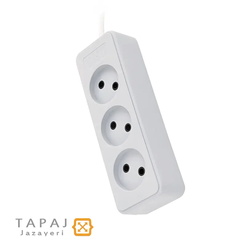 پریز سیار 3 خانه بدون ارت و بدون کلید با کابل 5 متر پارت الکتریک کد 363 3 خرید و قیمت پریز سیار 3 خانه بدون ارت و بدون کلید با کابل 5 متر پارت الکتریک مدل شهاب کد 363