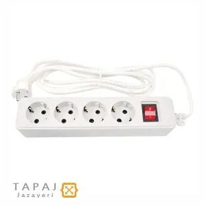 خرید پریز سیار 4 خانه ارت دار با کلید و کابل 1.8 متر پارت الکتریک مدل شهاب کد 648