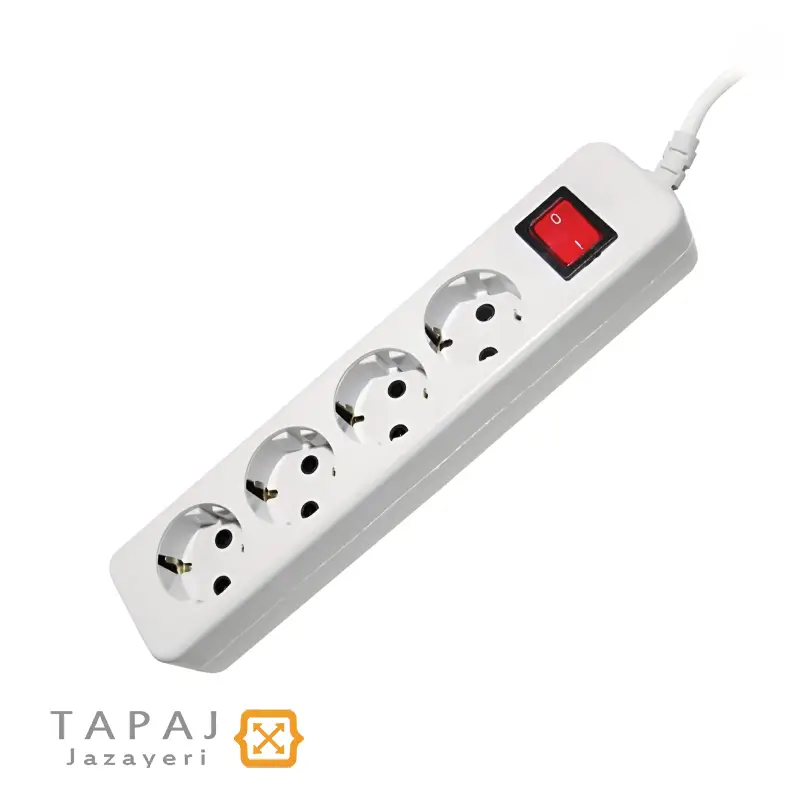پریز سیار 4 خانه ارت دار با کلید و کابل 1.8 متر پارت الکتریک مدل شهاب کد 648 1 پریز سیار 4 خانه ارت دار با کلید و کابل 1.8 متری برند پارت الکتریک مدل شهاب کد 648