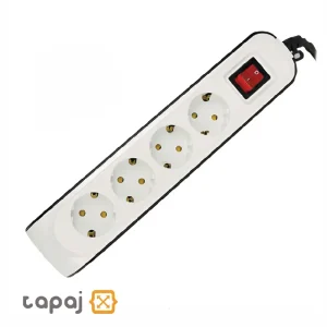 خرید پریز سیار 4 خانه ارت دار با کلید و کابل 3 متر پارت الکتریک کد 8758