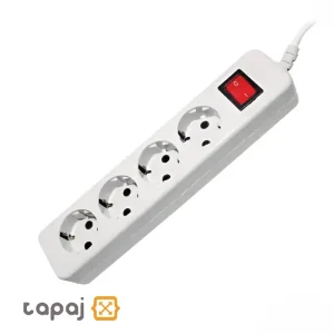 قیمت پریز سیار 4 خانه ارت دار با کلید و کابل 3 متر پارت الکتریک مدل نیک کد 294