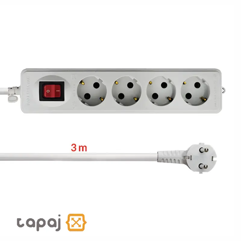 پریز سیار 4 خانه ارت دار با کلید و کابل 3 متر پارت الکتریک مدل نیک 2 خرید پریز سیار 4 خانه ارت دار با کلید و کابل 3 متر پارت الکتریک مدل نیک کد 294