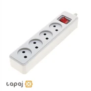 قیمت پریز سیار 4 خانه بدون ارت با کلید و کابل 3 متر پارت الکتریک مدل نیک کد 308