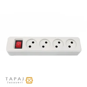 خرید پریز سیار 4 خانه بدون ارت با کلید و کابل 5 متر پارت الکتریک مدل شهاب کد 653