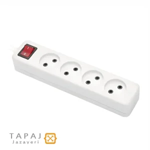 پریز سیار 4 خانه بدون ارت با کلید و کابل 5 متر برند پارت الکتریک مدل شهاب کد 653