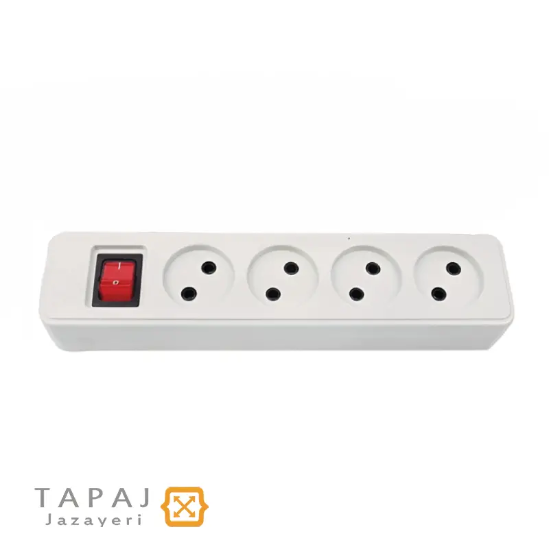 پریز سیار 4 خانه بدون ارت با کلید و کابل 5 متر پارت الکتریک مدل شهاب 2 خرید پریز سیار 4 خانه بدون ارت با کلید و کابل 5 متر پارت الکتریک مدل شهاب کد 653
