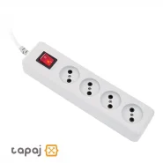پریز سیار 4 خانه بدون ارت با کابل 5 متر پارت الکتریک مدل نیک کد 309