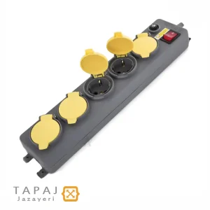 خرید پریز سیار 5 خانه فیوز دار درب دار با کابل 3 متر پارت الکتریک کد 551