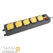 پریز سیار 5 خانه فیوز دار درب دار با کابل 3 متر برند پارت الکتریک کد 551