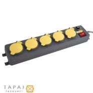 پریز سیار 5 خانه فیوز دار درب دار با کابل 3 متر برند پارت الکتریک کد 551