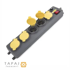 خرید پریز سیار 5 خانه فیوز دار درب دار با کابل 5 متر پارت الکتریک کد 587