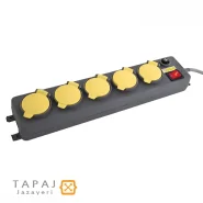 پریز سیار 5 خانه فیوز دار درب دار با کابل 5 متر پارت الکتریک کد 587