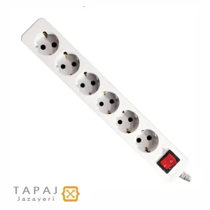 خرید پریز سیار 6 خانه ارت دار با کلید و کابل 1.8 متر پارت الکتریک مدل شهاب کد 657