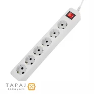 پریز سیار 6 خانه ارت دار با کلید و کابل 1.8 متر برند پارت الکتریک مدل شهاب کد 657