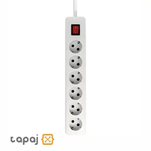 خرید چند راهی 6 خانه ارت دار با کلید و کابل 3 متر پارت الکتریک مدل نیک کد 707