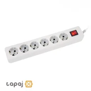 چند راهی 6 خانه ارت دار با کلید و کابل 3 متر پارت الکتریک مدل نیک کد 707