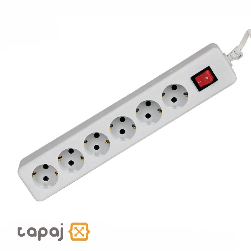 پریز سیار 6 خانه ارت دار با کلید و کابل 5 متر پارت الکتریک مدل نیک 2 خرید پریز سیار 6 خانه ارت دار با کلید و کابل 5 متر پارت الکتریک مدل نیک کد 992