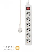 خرید پریز سیار 6 خانه ارت دار با کلید و کابل 5 متر پارت الکتریک مدل شهاب کد 659