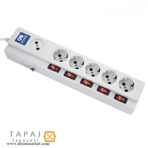 چند خانه فیوز دار 1+5 با کابل 1.8 متر برند پارت الکتریک کد 2095