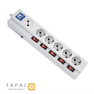 چند خانه فیوز دار 1+5 با کابل 5 متر برند پارت الکتریک کد 2162