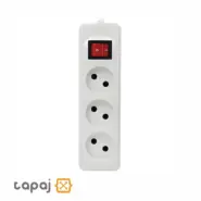 پریز سیار 3 خانه بدون ارت باکلید و کابل 3 متر پارت الکتریک مدل شهاب کد 2024