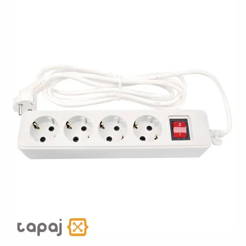 پریز سیار 4 خانه ارت دار با کلید و کابل 5 متر برند پارت الکتریک مدل نیک کد 295 3 پریز سیار 4 خانه ارت دار با کلید و کابل 5 متر پارت الکتریک کد 295
