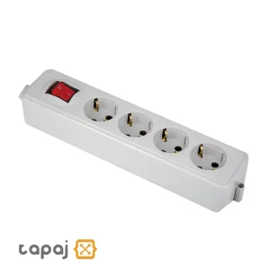خرید پریز سیار 4 خانه ارت دار با کلید و کابل 5 متر پارت الکتریک مدل نیک