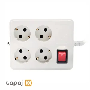 خرید پریز سیار 4 خانه ارتدار با کلید و کابل 3 متر پارت الکتریک کد 318