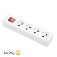 قیمت پریز سیار 4 خانه بدون ارت با کلید و کابل 1.8 متر پارت الکتریک مدل نیک کد 307