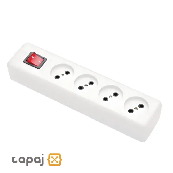 قیمت پریز سیار 4 خانه بدون ارت با کلید و کابل 1.8 متر پارت الکتریک مدل نیک کد 307