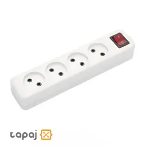 خرید پریز سیار 4 خانه بدون ارت با کلید و کابل 3 متر پارت الکتریک مدل شهاب کد 652