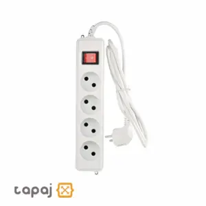 خرید پریز سیار بدون ارت 4 خانه با کابل 1.8 متر مغز پلی کربنات بهداد الکتریک کد 123