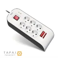 part electric 6 socket surge protector switch