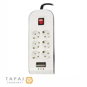 part electric 6 socket surge protector switch